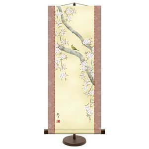 和風モダン掛 森山観月 桜花に鶯 31×75cm KM2A9-020