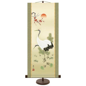 和風モダン掛 鈴村秀山 松竹梅鶴亀 31×75cm KM2C7-020