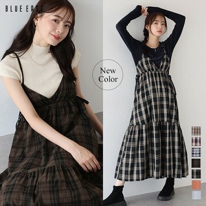洋装/连衣裙 吊带连身裙/连衣裙 女士 新颜色出品 两侧蝴蝶结/丝带 格子图案