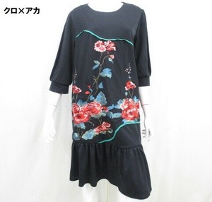 【　夏物新商品　】花刺繍切替ワンピース