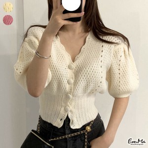 半袖ニットTシャツ サマーニット スプリングニット 透かし編み ショート丈 【2025SS】EH3764