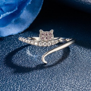 リング 指輪　猫 リング フリーサイズ　シルバー925メッキ S925 リング　シルバー925 リング