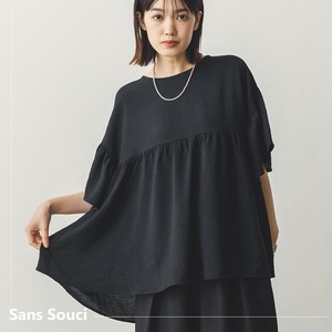 気流染めストレッチギャザーブラウス