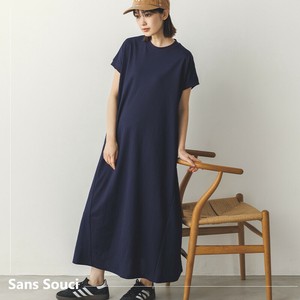 接触冷感レーヨンナイロンボトルネックフレアワンピース
