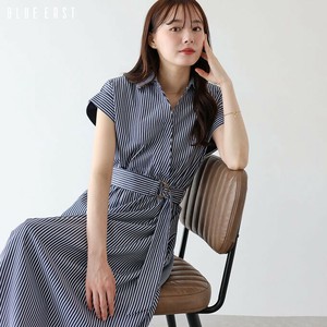 新色追加【カシュクールシャツワンピース】半袖　ロング丈
