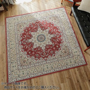 ペルシャ絨毯風プリントラグ　ペリンネ　190×190cm　レッド「GSCD914185」