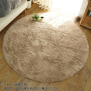 マイクロファイバーロングシャギーラグ　シフォン　円形　190cm　ベージュ「GSCD508381」