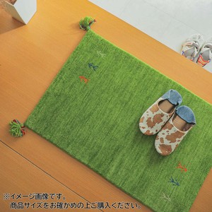 シンプルギャッベマット　AYAKA(アヤカ)　玄関マット　60×90cm　グリーン「GSCD802936」