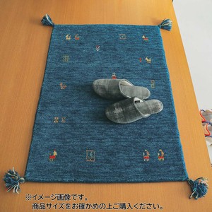 シンプルギャッベマット　SOYOKA(ソヨカ)　マット　60×90cm　ブルー「GSCD906589」