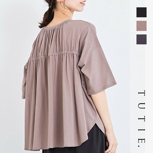 T-shirt Gathered Pullover Cotton Made in Japan