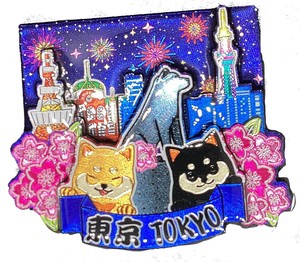 【木製ホイルマグネット】TOKYO(ハチ公夜景)
