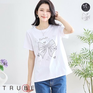 【2025新作】【M〜L】きらきらリボンデザインTシャツ(N12-329)(1号店）FM1