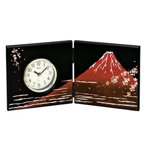 屏風時計　富士に桜