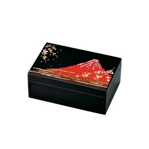 プチアクセサリーBOX  黒　富士に桜