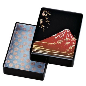 手許箱　黒　富士に桜