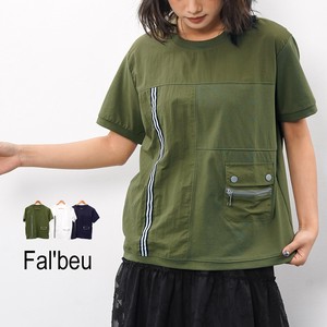 【新作】ポケット＆ラインデザイン異素材カットソー　Tシャツ　3色展開