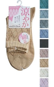 婦人 綿混ダイヤ柄緩い口ゴムルミーソックス315-2-8 48-492
