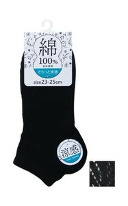 婦人 表糸綿100%ルミーショートソックス 黒315-0-0 48-476