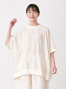 【予約販売】リブプルオーバーチュニック　綿ガーゼドビー3色 M L LL 3L 《大きいサイズ》【6月入荷予定】