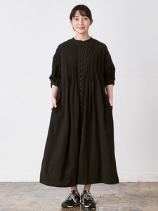 ピンタック×多ボタンフレアワンピース　綿　3色 M L LL 3L 《大きいサイズ》