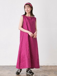 ノースリーブワンピース　リネン小花プリント3色 M L LL 3L 《大きいサイズ》