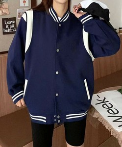 リブデザインスポーティースカジャン レディース アウター ジャンパー 配色
