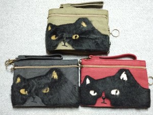 NF*黒猫ハンディポーチ　猫柄　3色　★アウトレット