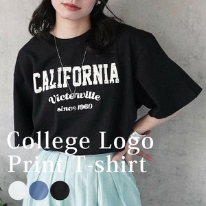 【再入荷】カレッジロゴプリントTシャツ カットソー 半袖 トップス 2025夏新作【即納】