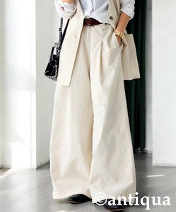 [antiqua] Full-Length Pant Ladies fashion Pleated Wide Pants