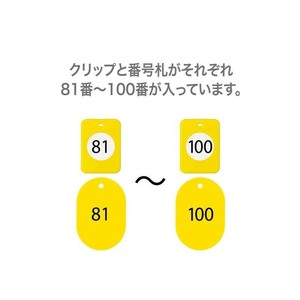 オープン工業 クロークチケット 81〜100 黄 BF-154-YE