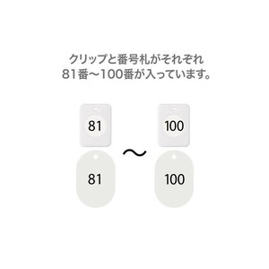オープン工業 クロークチケット 81〜100 白 BF-154-WH