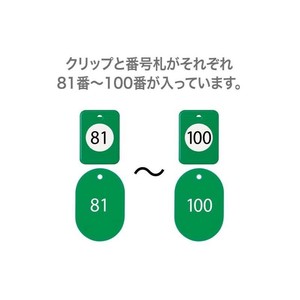 オープン工業 クロークチケット 81〜100 緑 BF-154-GN