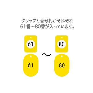 オープン工業 クロークチケット 61〜80 黄 BF-153-YE