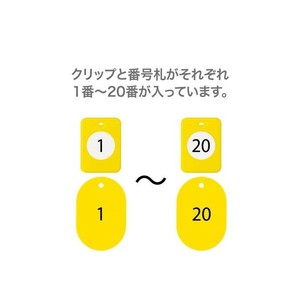オープン工業 クロークチケット 1〜20 黄 BF-150-YE