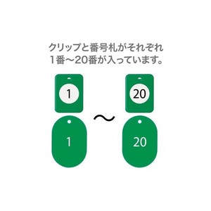 オープン工業 クロークチケット 1〜20 緑 BF-150-GN