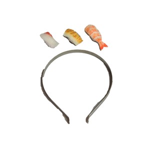 日本職人が作る 食品サンプル カチューシャ ミニ寿司3貫セットB(はまち・あなご・えび) IP-387