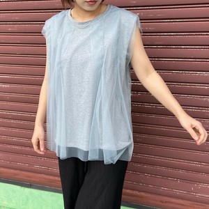 即納【2025新作】チュールノースリーブプルオーバー　シアー　無地　トップス　Tシャツ　春夏