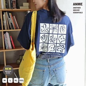 ロゴ フラワー イラスト プリント 半袖 Tシャツ