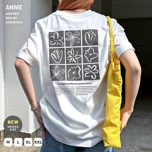 ロゴ フラワー イラスト プリント 半袖 Tシャツ