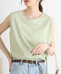 T-shirt Pearl Sleeveless Cut-and-sew