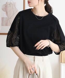 T-shirt Lace Sleeve Cut-and-sew 5/10 length Made in Japan