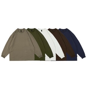 PULI STUDIO ポケット付きロングスリーブ T シャツ 五色 M-XXL PL759