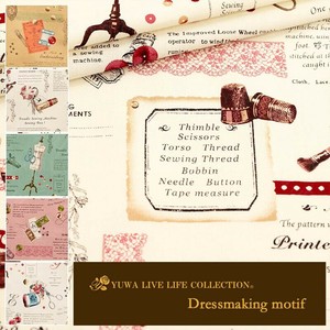 有輪商店 YUWA シャーティング "Dressmaking motif" [B:White×Red] / 生地 布 / 全5色 / 829943