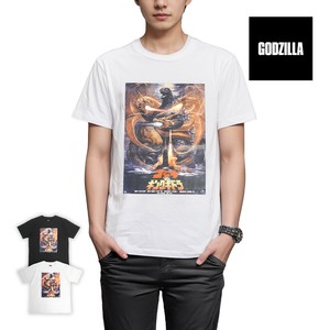 ゴジラ ポスタープリント Tシャツ キングギドラ 半袖 黒 白 ブラック ホワイト キャラクター