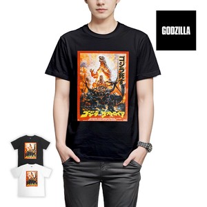 ゴジラ ポスタープリント Tシャツ デストロイア 半袖 黒 白 ブラック ホワイト キャラクター