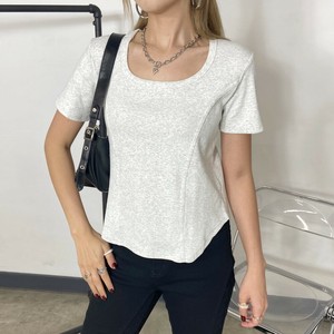 即納【2025新作】切替リブTシャツ　無地　シンプルT　半袖　インナー　春服　夏服