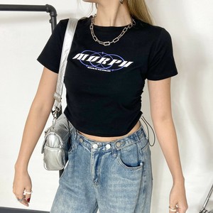 即納【2025新作】カラーサークルロゴドロストTシャツ　サイドドロスト　ドローコード　プリントT　夏服
