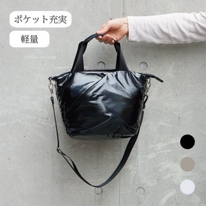 (ポケット充実・軽量)シャイニーポリエステル・あおり式2WAYトートバッグ / ANTI FORME DESIGN