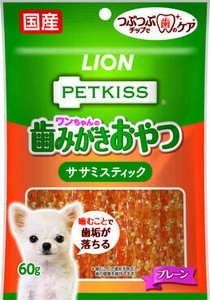 PETKISS　つぶつぶチップで歯のケア　ちぎれるササミスティック プレーン 60g