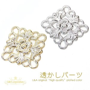 ▼今だけ！半額▼ 2個価格 透かしパーツ 透かしチャーム 四角 16mm スクエア 貼り付け レジン ハンドメイド